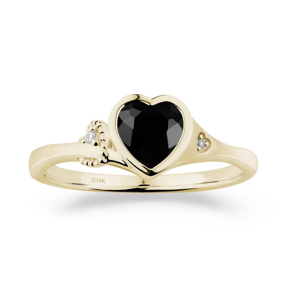 Vintage Heart Black Spinel Knot Ring - LUO Jewelry #metal_14k yellow gold