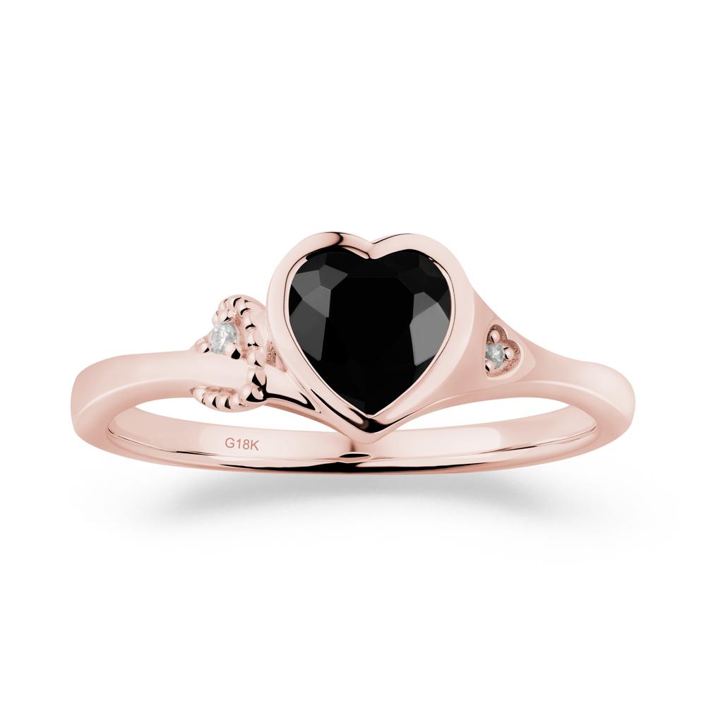 Vintage Heart Black Spinel Knot Ring - LUO Jewelry #metal_18k rose gold