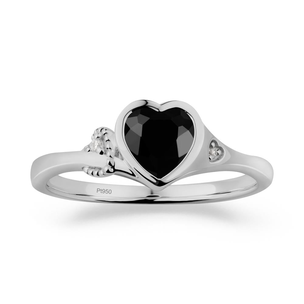 Vintage Heart Black Spinel Knot Ring - LUO Jewelry #metal_platinum
