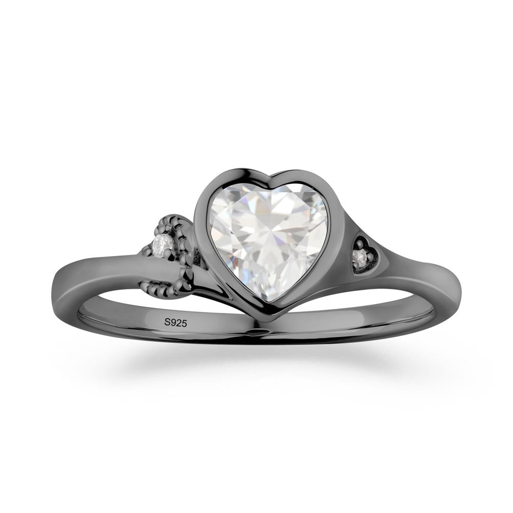 Vintage Heart Cubic Zirconia Knot Ring - LUO Jewelry #metal_black finish sterling silver