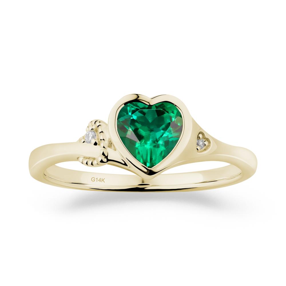 Heart Cut Emerald Full Bezel Ring - LUO Jewelry #metal_14k yellow gold