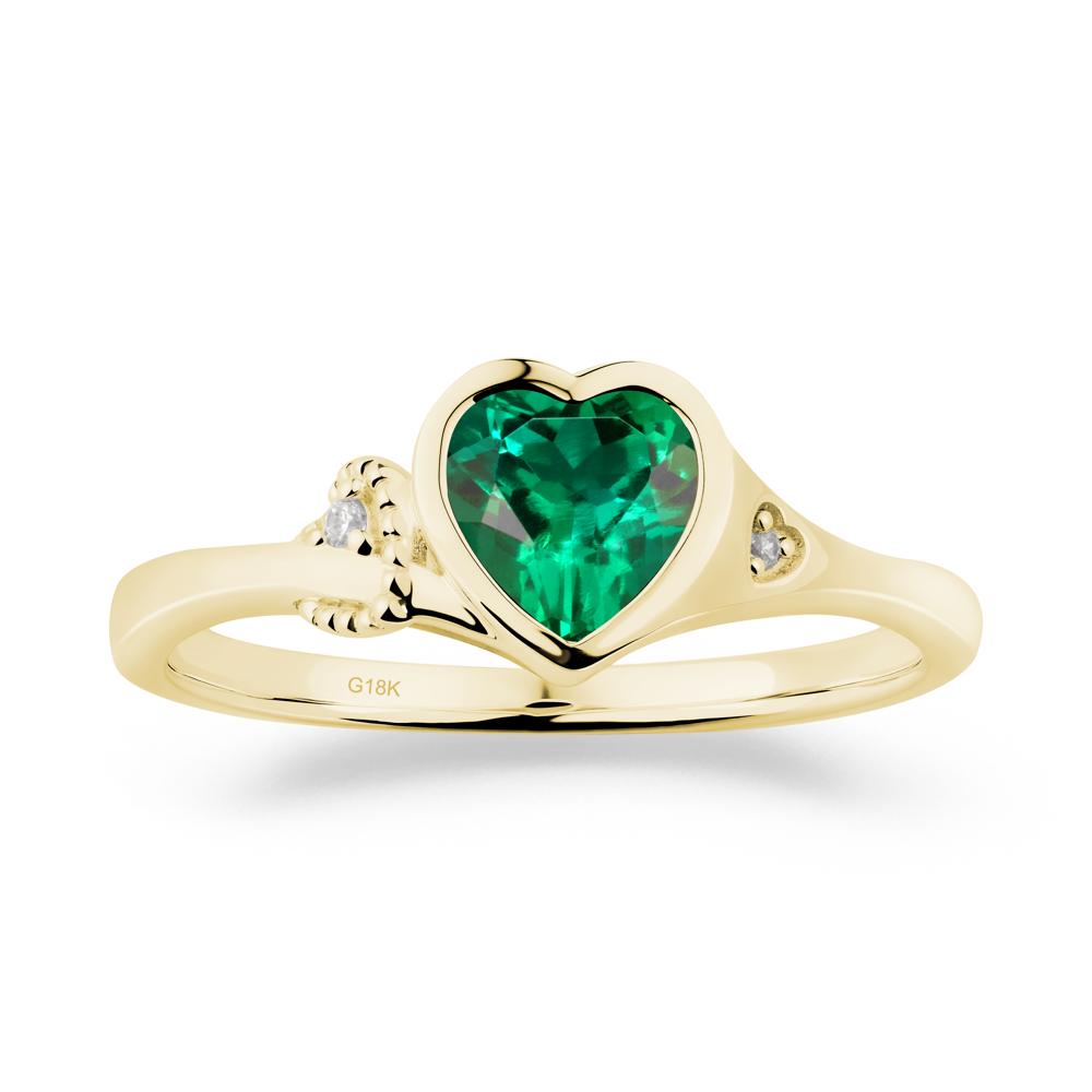 Heart Cut Emerald Full Bezel Ring - LUO Jewelry #metal_18k yellow gold
