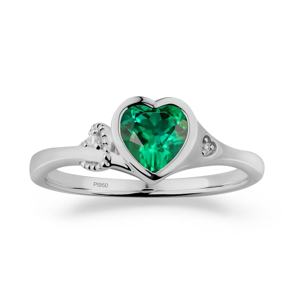 Heart Cut Emerald Full Bezel Ring - LUO Jewelry #metal_platinum