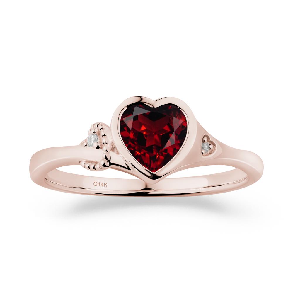 Vintage Heart Garnet Knot Ring - LUO Jewelry #metal_14k rose gold