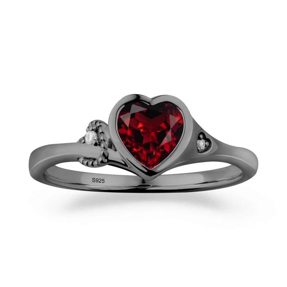 Vintage Heart Garnet Knot Ring - LUO Jewelry #metal_black finish sterling silver