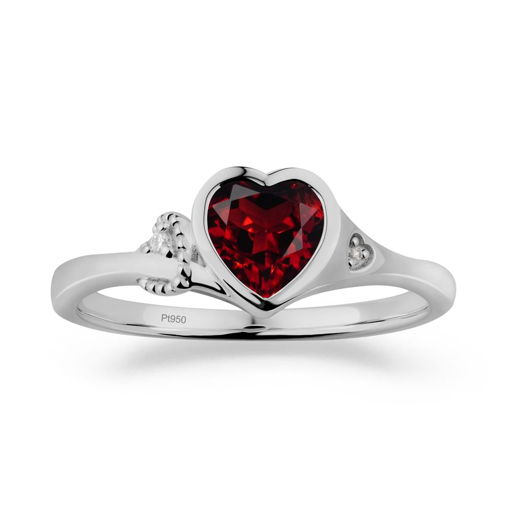 Vintage Heart Garnet Knot Ring - LUO Jewelry #metal_platinum