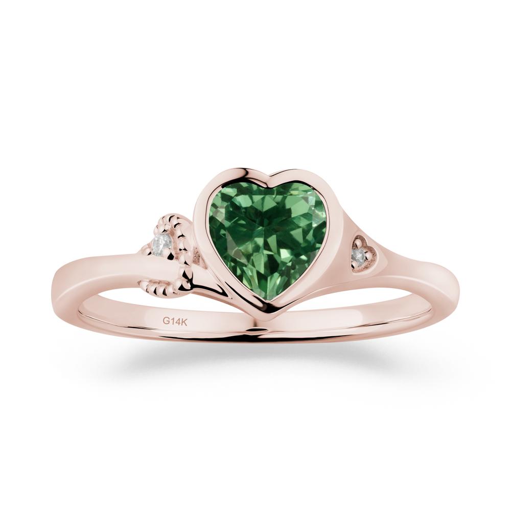 Vintage Heart Green Sapphire Knot Ring - LUO Jewelry #metal_14k rose gold