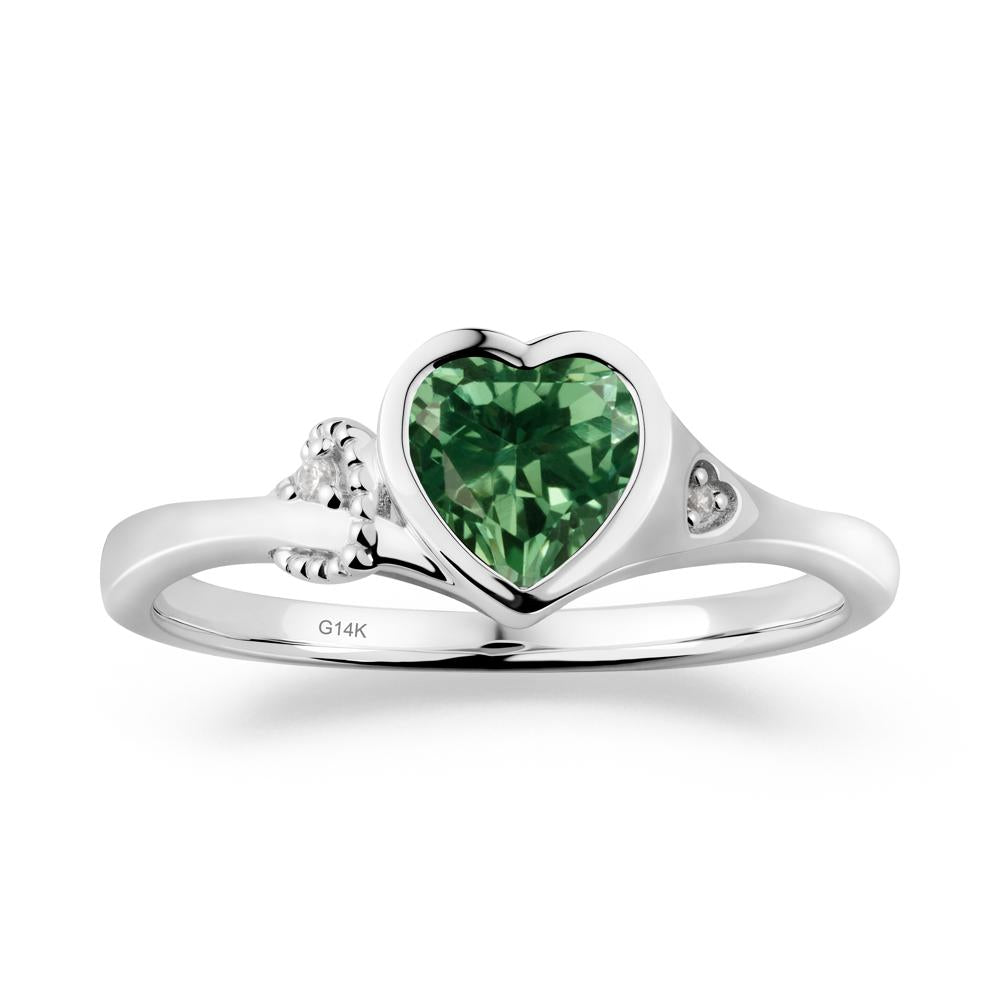 Vintage Heart Green Sapphire Knot Ring - LUO Jewelry #metal_14k white gold