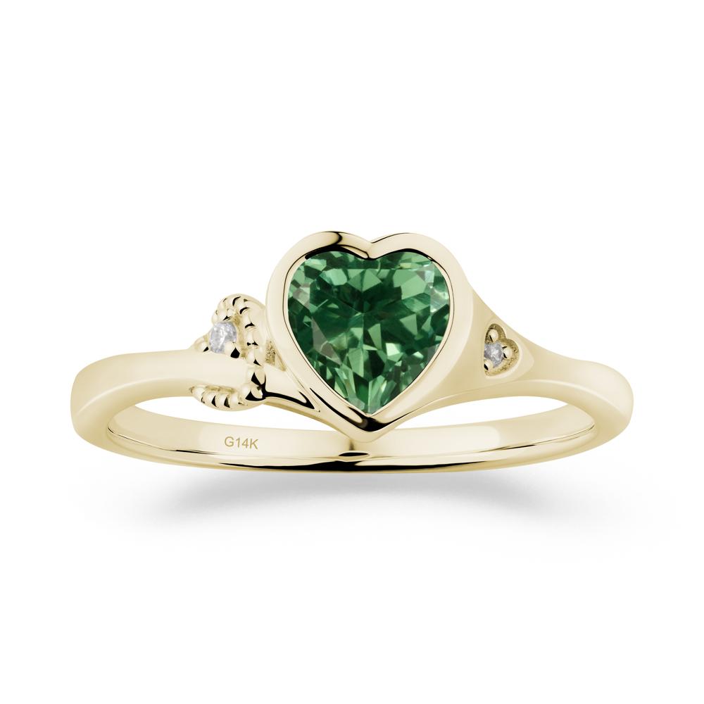 Vintage Heart Green Sapphire Knot Ring - LUO Jewelry #metal_14k yellow gold