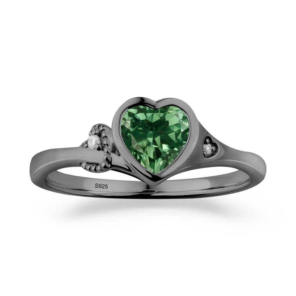 Vintage Heart Green Sapphire Knot Ring - LUO Jewelry #metal_black finish sterling silver