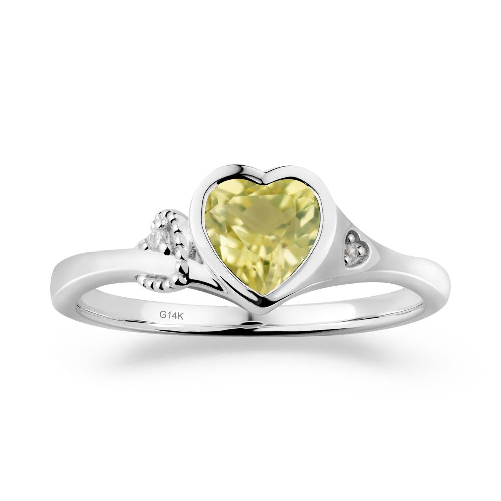 Heart Cut Lemon Quartz Full Bezel Ring - LUO Jewelry #metal_14k white gold