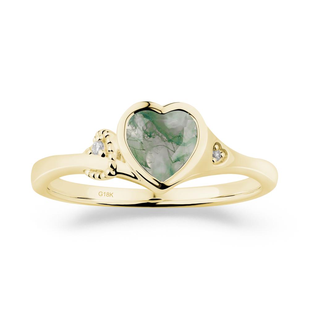 Heart Cut Moss Agate Full Bezel Ring - LUO Jewelry #metal_18k yellow gold