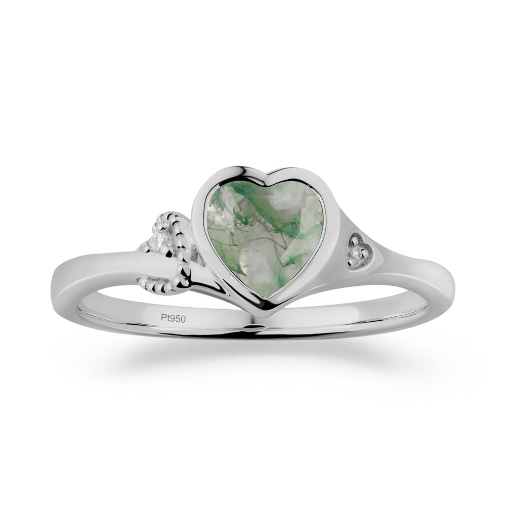 Heart Cut Moss Agate Full Bezel Ring - LUO Jewelry #metal_platinum