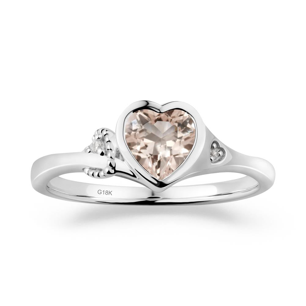 Heart Cut Morganite Full Bezel Ring - LUO Jewelry #metal_18k white gold