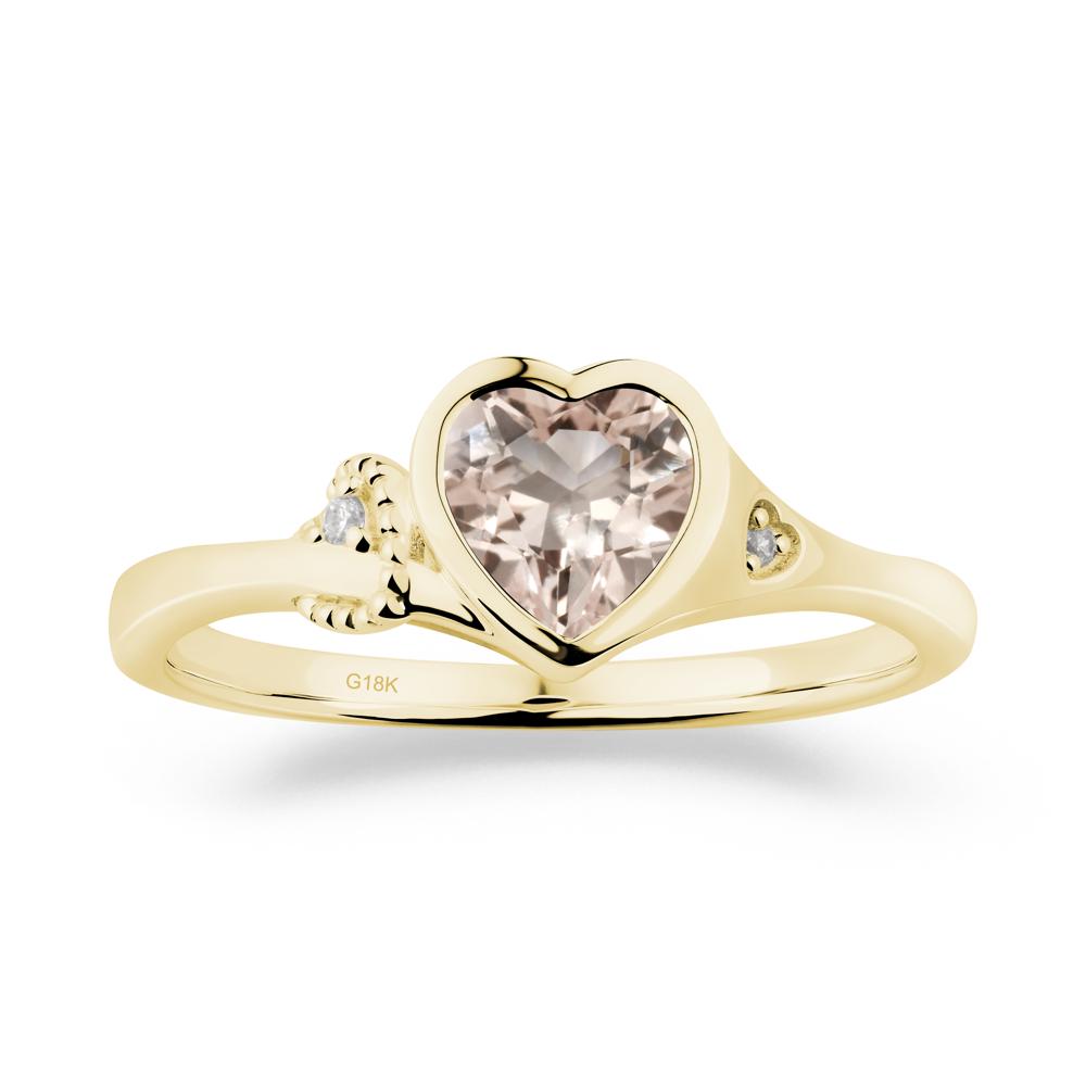 Heart Cut Morganite Full Bezel Ring - LUO Jewelry #metal_18k yellow gold