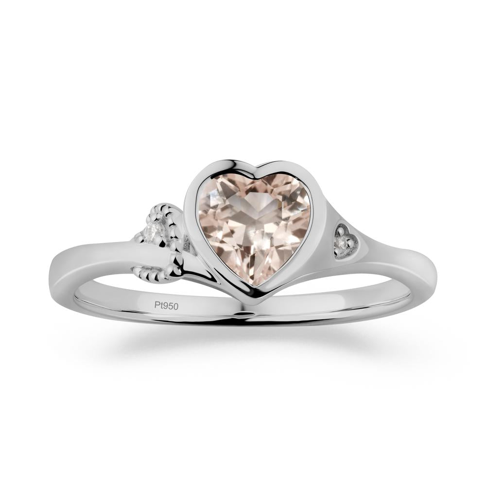 Heart Cut Morganite Full Bezel Ring - LUO Jewelry #metal_platinum