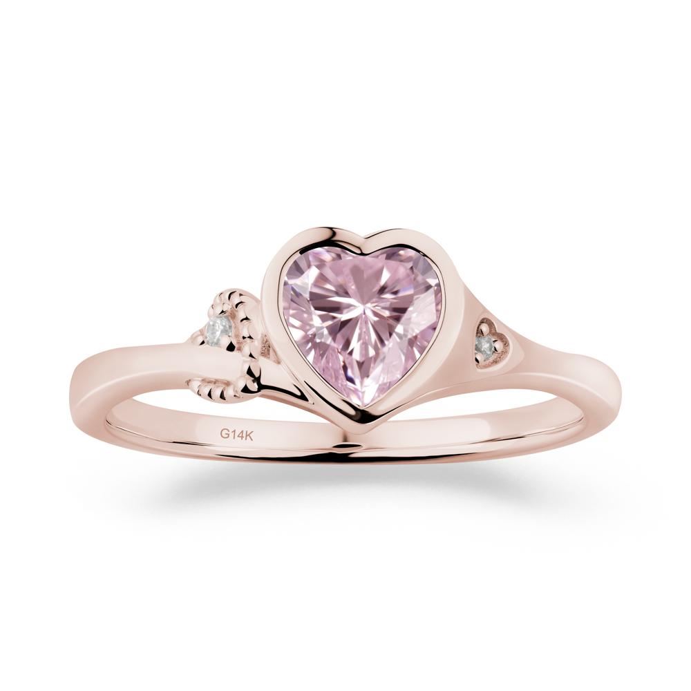 Vintage Heart Pink Cubic Zirconia Knot Ring - LUO Jewelry #metal_14k rose gold