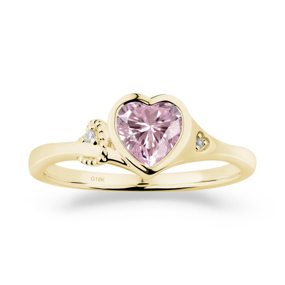 Vintage Heart Pink Cubic Zirconia Knot Ring - LUO Jewelry #metal_18k yellow gold