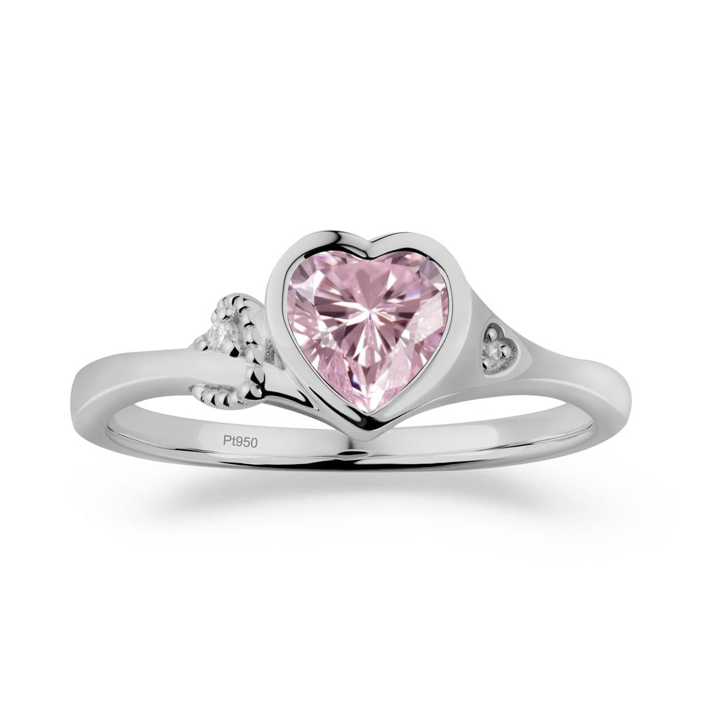 Vintage Heart Pink Cubic Zirconia Knot Ring - LUO Jewelry #metal_platinum