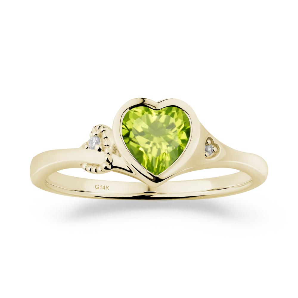 Heart Cut Peridot Full Bezel Ring - LUO Jewelry #metal_14k yellow gold