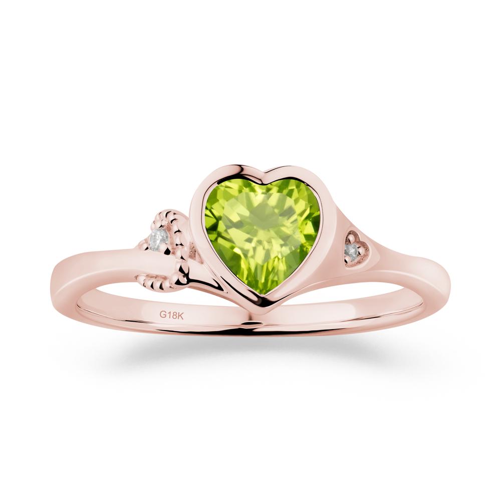 Heart Cut Peridot Full Bezel Ring - LUO Jewelry #metal_18k rose gold