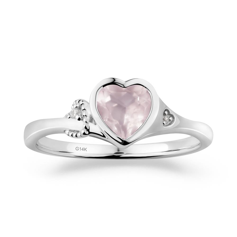 Romantic Filigree Knot Rose Quartz Ring - LUO Jewelry #metal_14k white gold