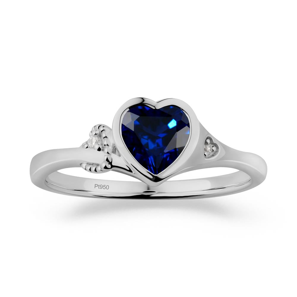 Heart Cut Sapphire Full Bezel Ring - LUO Jewelry #metal_platinum