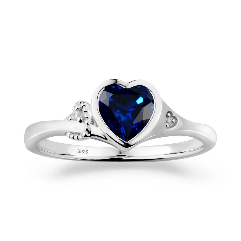 Heart Cut Sapphire Full Bezel Ring - LUO Jewelry #metal_sterling silver