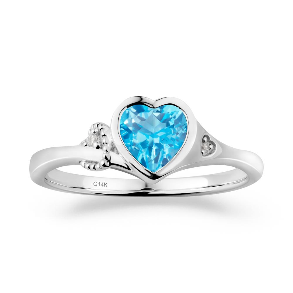 Heart Cut Swiss Blue Topaz Full Bezel Ring - LUO Jewelry #metal_14k white gold