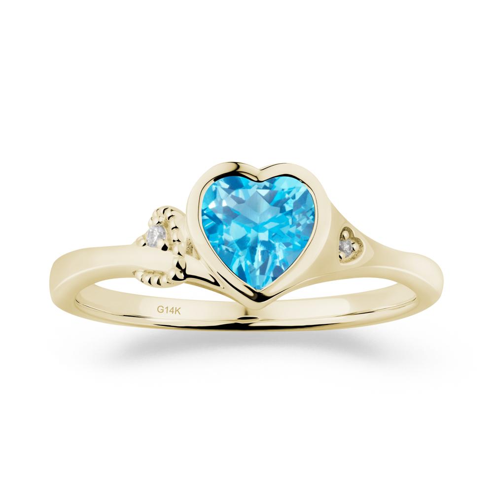 Heart Cut Swiss Blue Topaz Full Bezel Ring - LUO Jewelry #metal_14k yellow gold