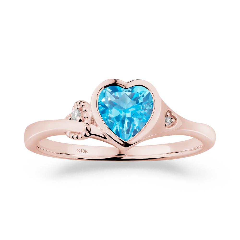 Heart Cut Swiss Blue Topaz Full Bezel Ring - LUO Jewelry #metal_18k rose gold
