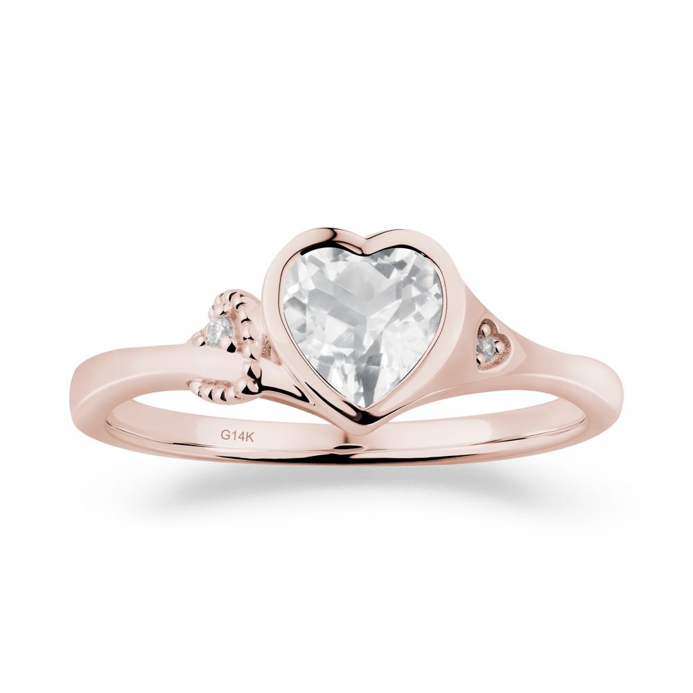 Vintage Heart White Topaz Knot Ring - LUO Jewelry #metal_14k rose gold