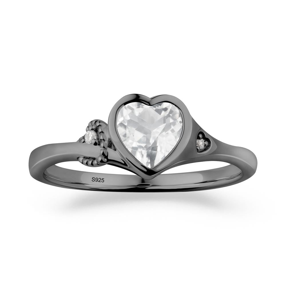 Vintage Heart White Topaz Knot Ring - LUO Jewelry #metal_black finish sterling silver