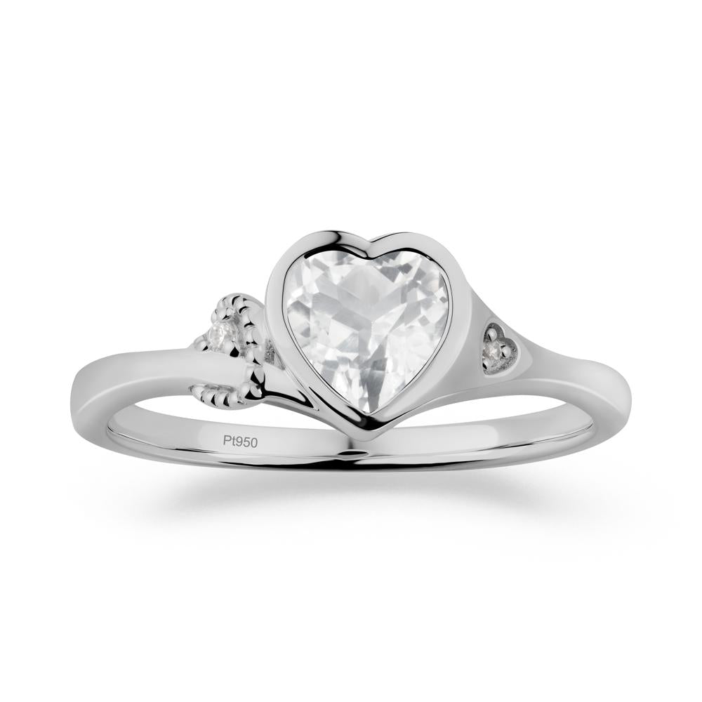 Vintage Heart White Topaz Knot Ring - LUO Jewelry #metal_platinum