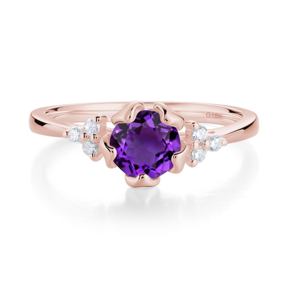 Floral Round Amethyst Ring - LUO Jewelry #metal_18k rose gold
