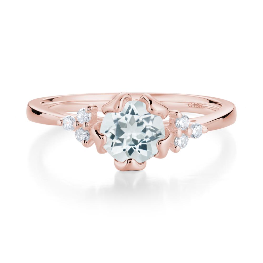 Floral Round Aquamarine Ring - LUO Jewelry #metal_18k rose gold