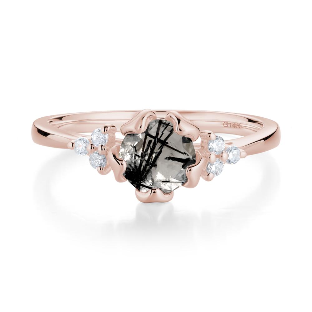 Floral Black Rutilated Quartz Cluster Ring - LUO Jewelry #metal_14k rose gold