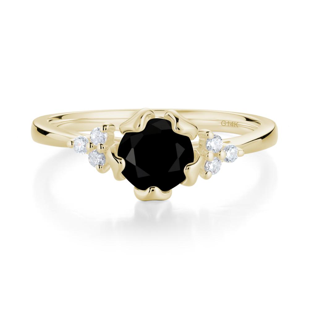 Blooming Black Spinel Flower Ring - LUO Jewelry #metal_14k yellow gold