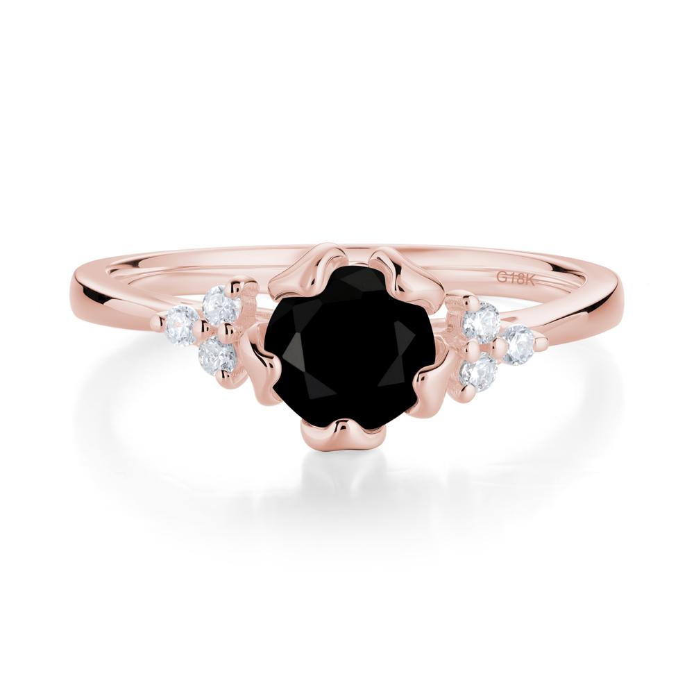 Blooming Black Spinel Flower Ring - LUO Jewelry #metal_18k rose gold