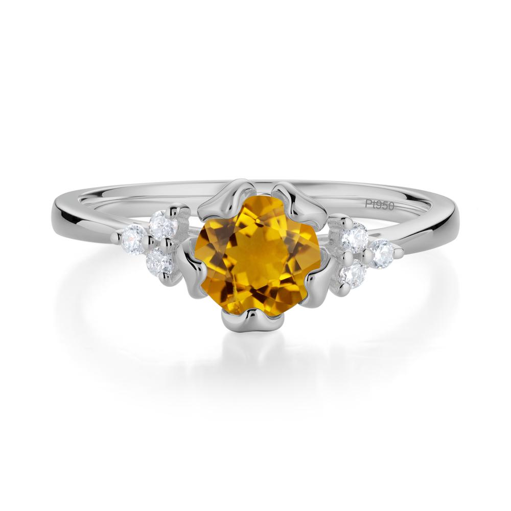 Floral Citrine Cluster Ring - LUO Jewelry #metal_platinum