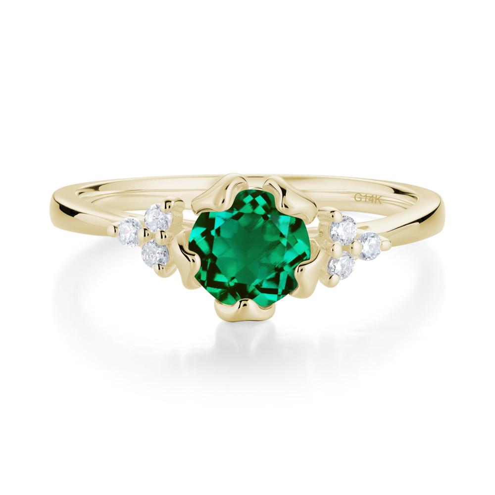 Blooming Emerald Flower Ring - LUO Jewelry #metal_14k yellow gold