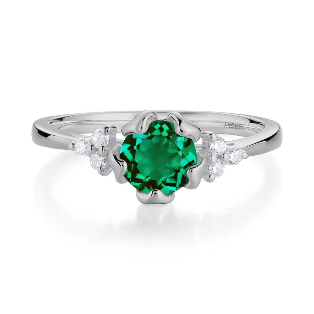 Blooming Emerald Flower Ring - LUO Jewelry #metal_platinum