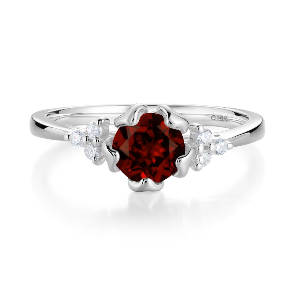 Blooming Garnet Flower Ring - LUO Jewelry #metal_18k white gold