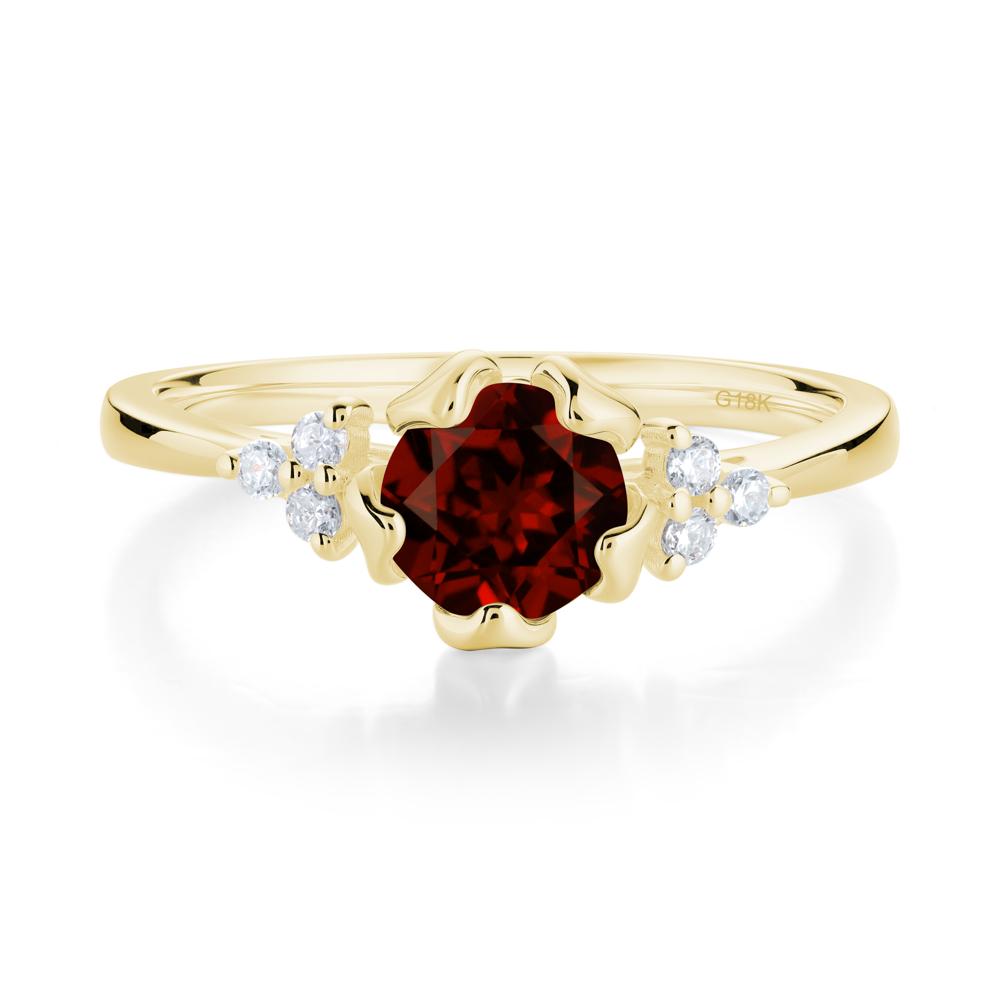 Blooming Garnet Flower Ring - LUO Jewelry #metal_18k yellow gold