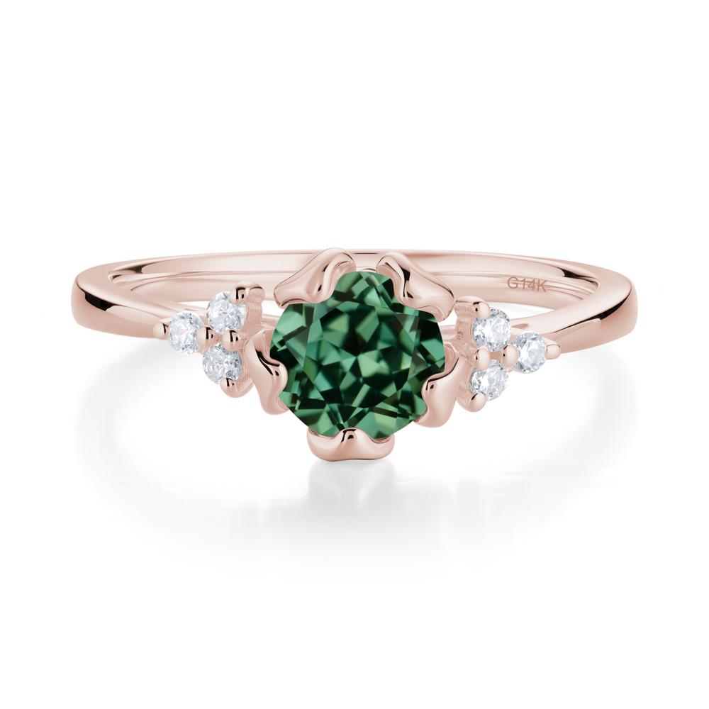 Blooming Green Sapphire Flower Ring - LUO Jewelry #metal_14k rose gold