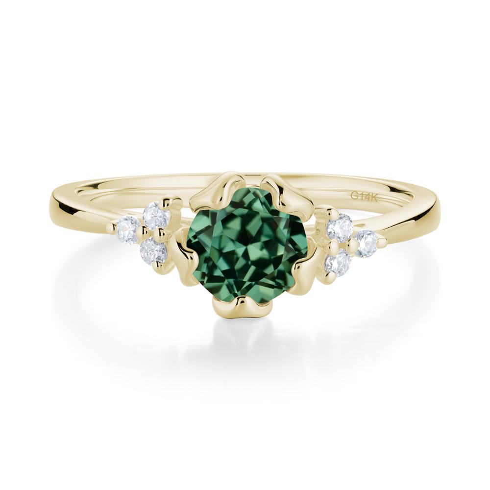 Blooming Green Sapphire Flower Ring - LUO Jewelry #metal_14k yellow gold
