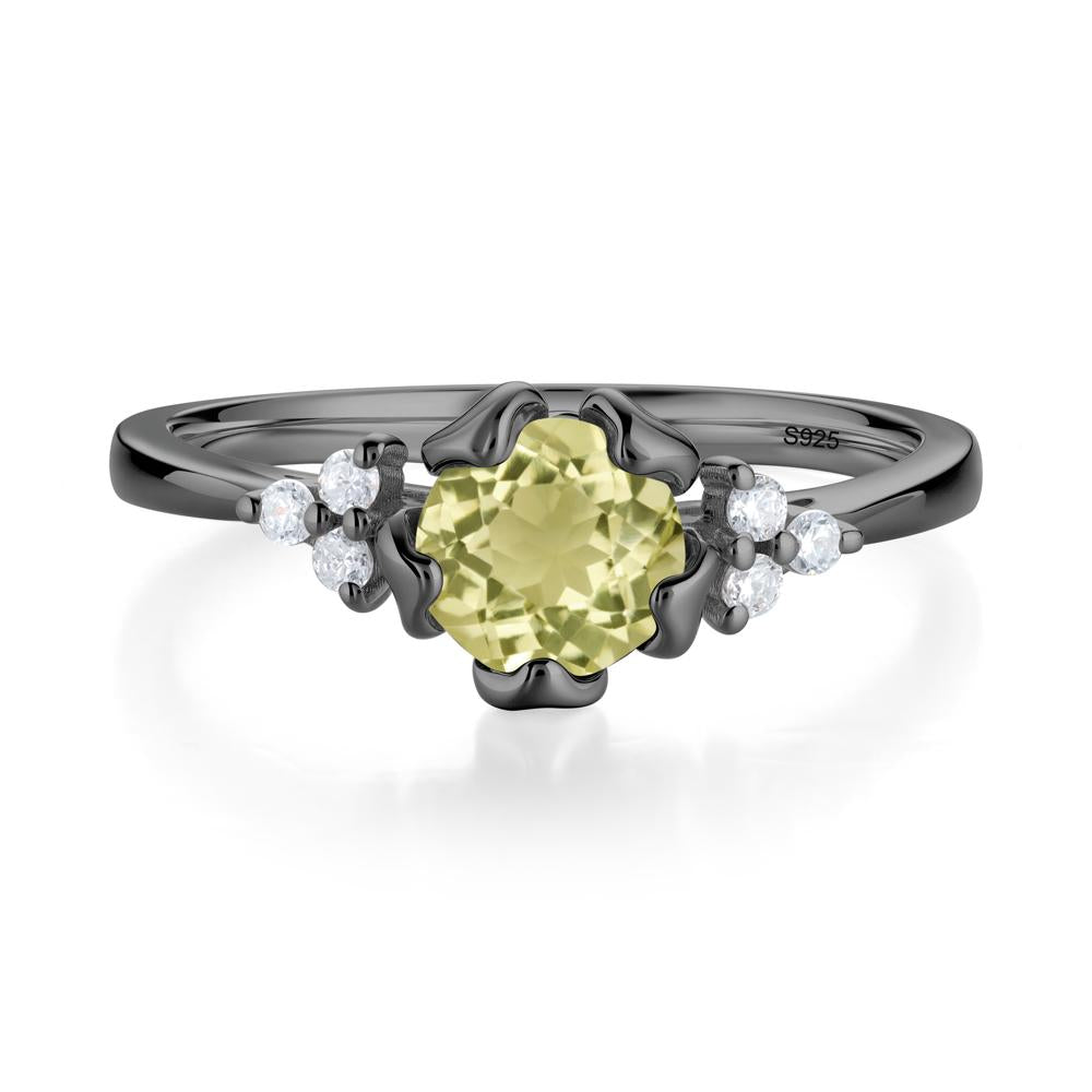 Floral Lemon Quartz Cluster Ring - LUO Jewelry #metal_black finish sterling silver