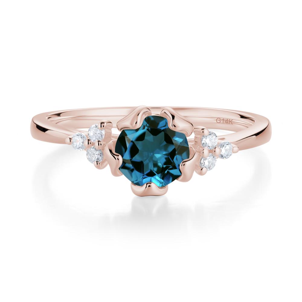 Blooming London Blue Topaz Flower Ring - LUO Jewelry #metal_14k rose gold