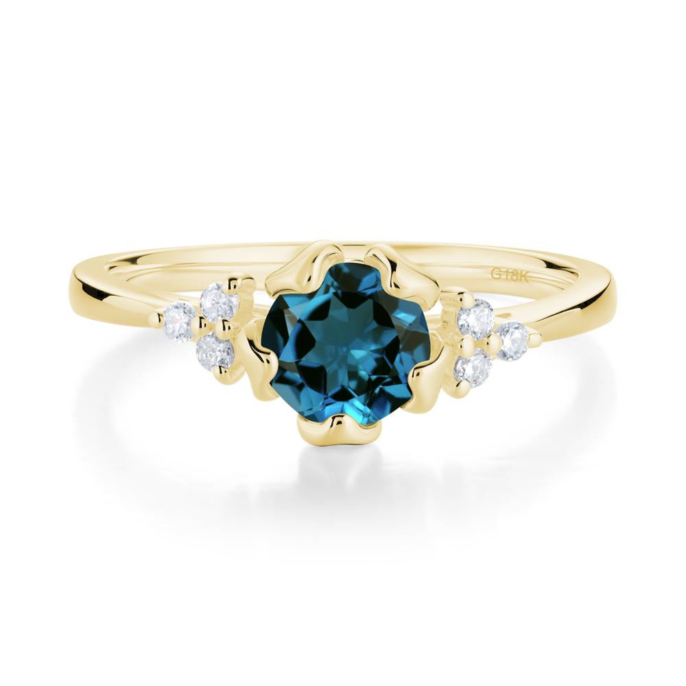 Blooming London Blue Topaz Flower Ring - LUO Jewelry #metal_18k yellow gold