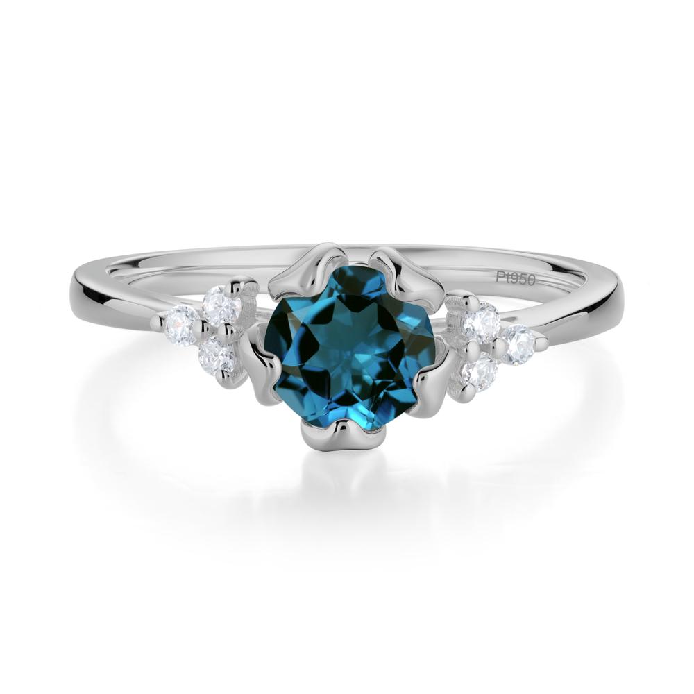 Blooming London Blue Topaz Flower Ring - LUO Jewelry #metal_platinum